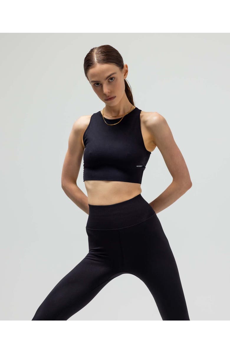 Reformer The Jersey Keyhole Sports Bra W/Fused Waist Band, Main, color, Black