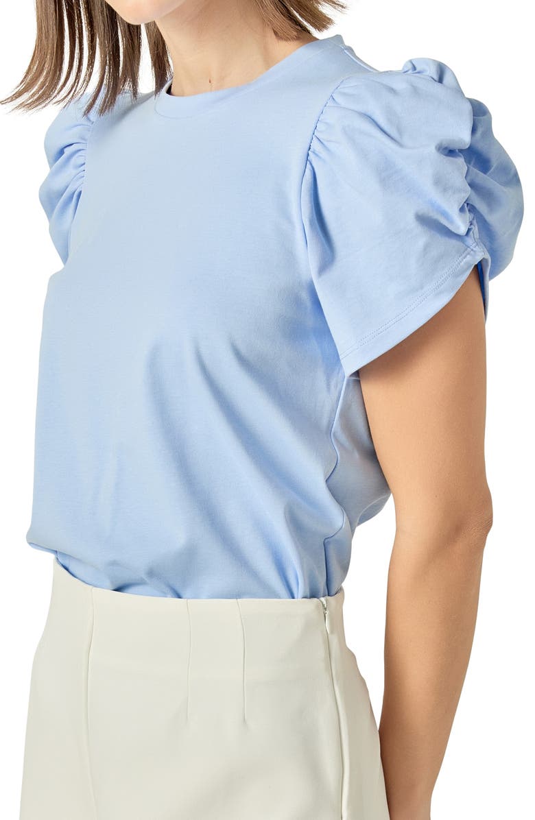 English Factory Gathered Sleeve Knit Top, Alternate, color, Powder Blue