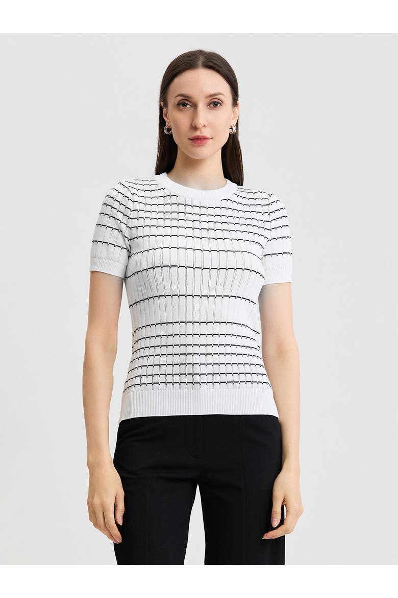 Striped Soft Knit Top, Main, color, Black/White