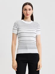 Misook Striped Soft Knit Top