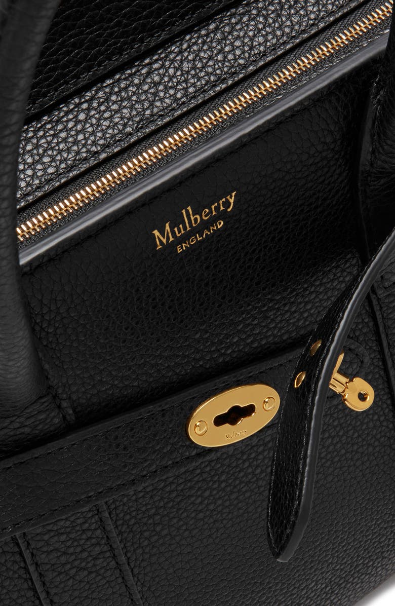 Mulberry Mini Zipped Bayswater Leather Tote, Alternate, color, A100 Black