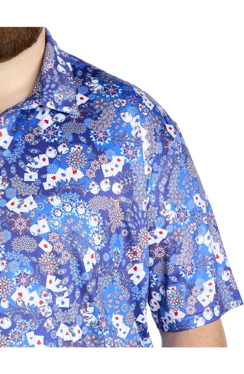 Robert Graham Big & Tall Aces of Skulls Performance Polo Shirt, Alternate, color, Blue