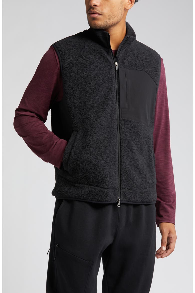 High Pile Fleece Vest, Main, color, BLACK