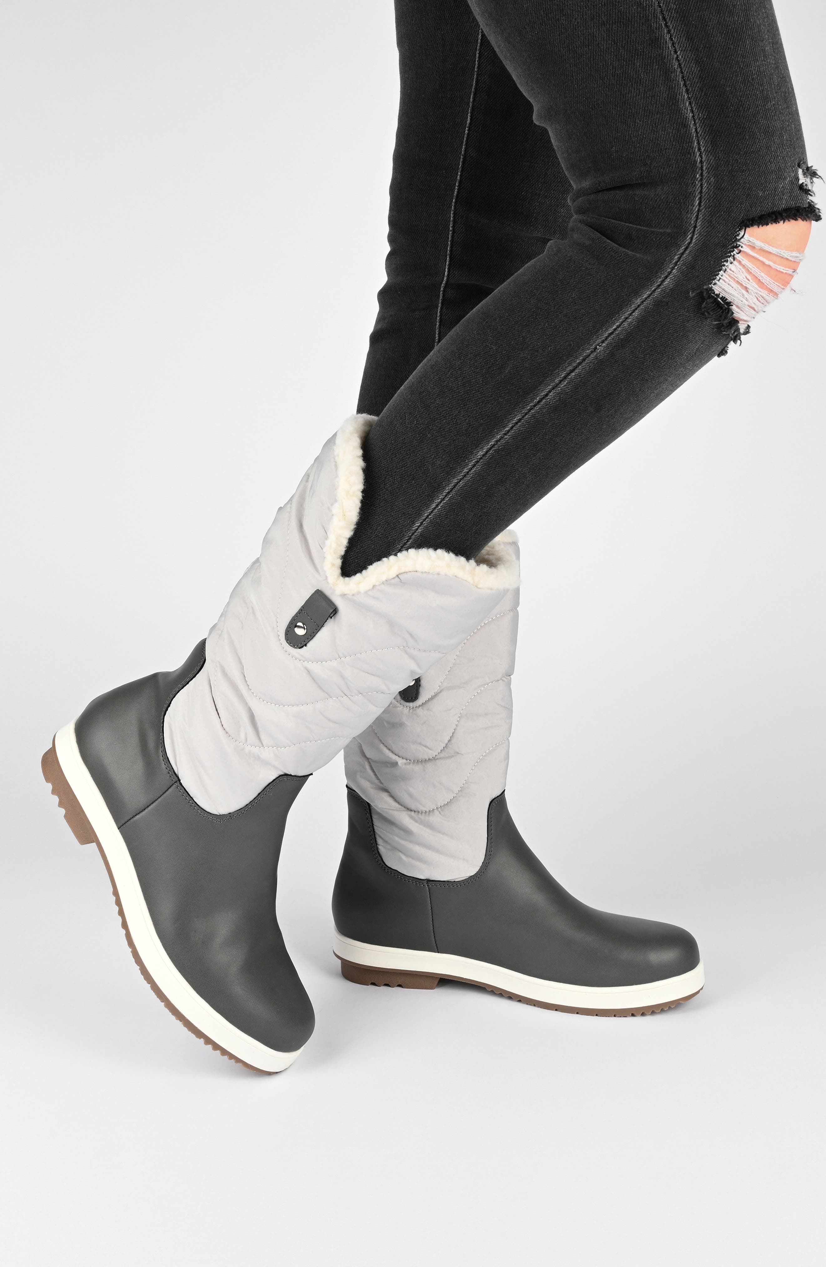 Pippah Faux Fur Lined Mid Boot, Alternate, color, GREY