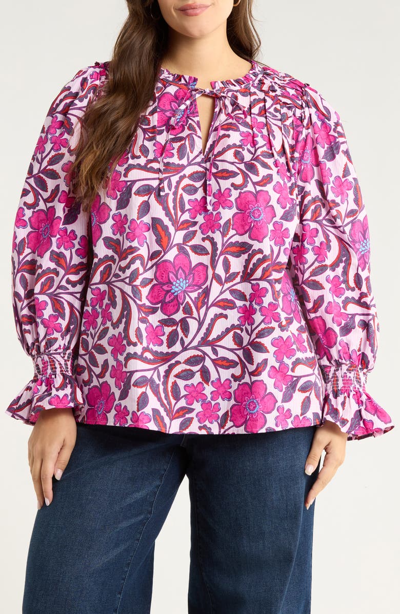 SUGARLIPS Aubrey Floral Print Long Sleeve Shirt, Main, color, Pink-Multi