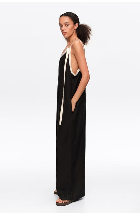 Straight Jumpsuit With Contrasting Straps