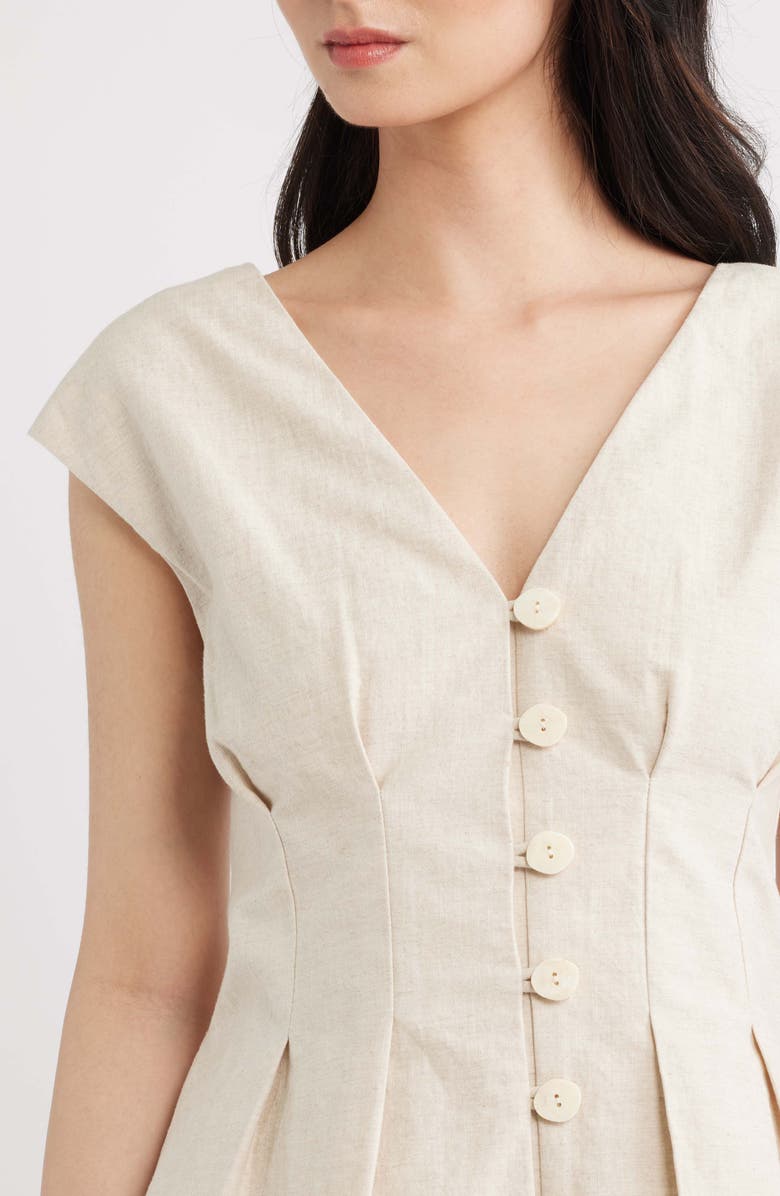A.REN Nova Pleated Cap Sleeve Cotton & Linen Top, Alternate, color,