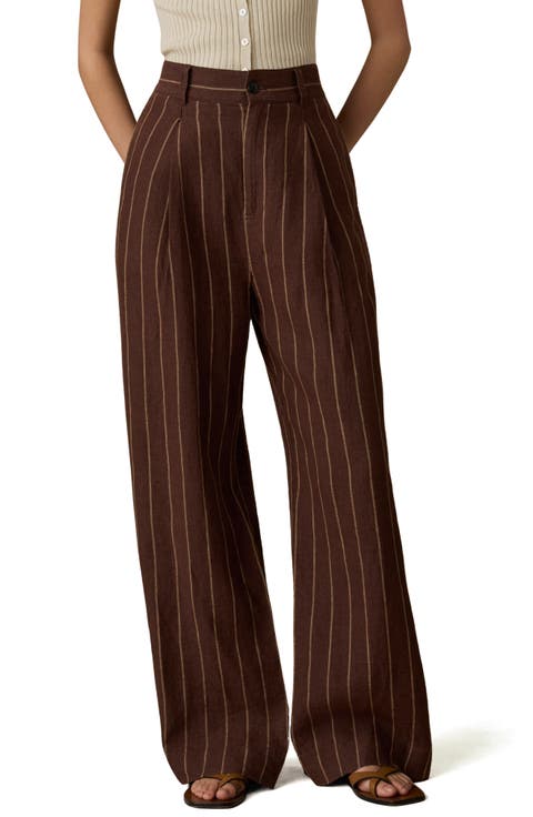 Sun Strider Stripe Wide Leg Linen Pants