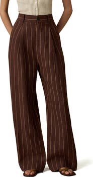 Faherty Sun Strider Stripe Wide Leg Linen Pants