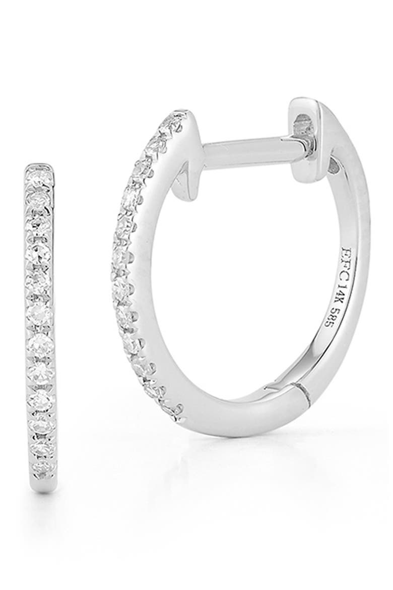 Diamond Huggie Hoop Earrings, Main, color, 14K WHITE GOLD