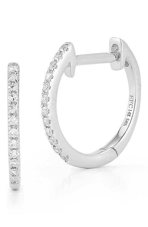 Diamond Huggie Hoop Earrings