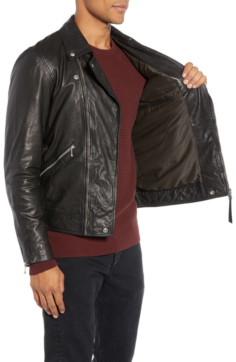 AllSaints Holt Slim Fit Leather Biker Jacket, Alternate, color, 