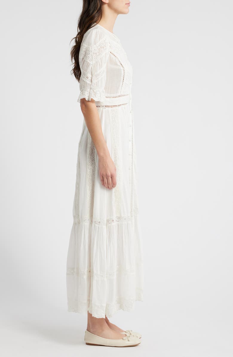 LoveShackFancy Jovina Lace Detail Cotton Dress, Alternate, color, 