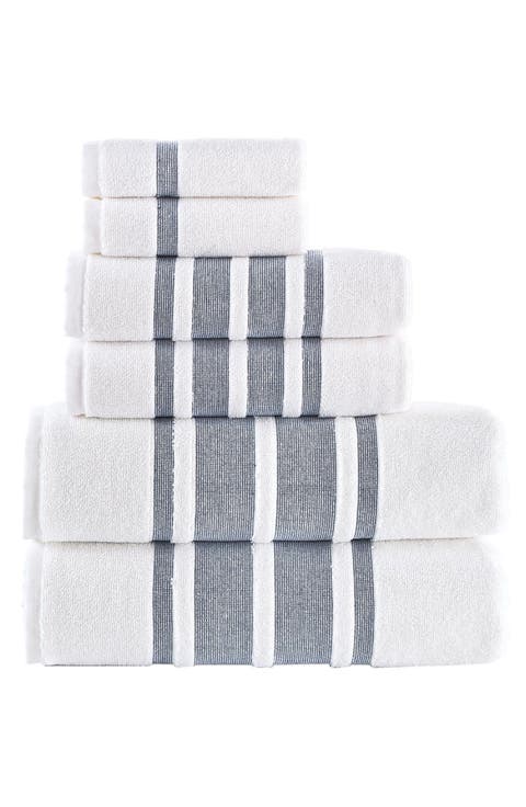 Contrast Border 6-Piece Towel Set