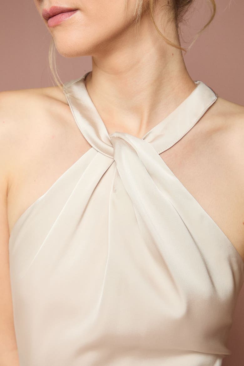 Honoured Twist Halterneck Maxi Dress, Alternate, color, Champagne