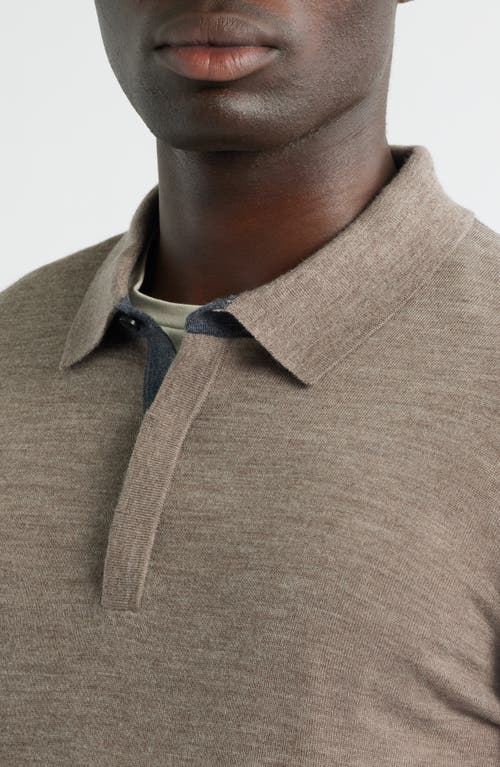 Robert Barakett Thomas Merino Wool Long Sleeve Polo In Brown