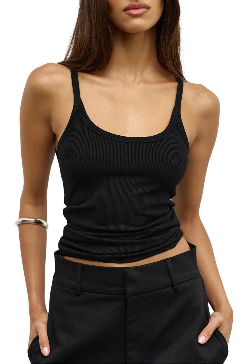 Jayla Scoop Neck Tank, Main, color, BLACK