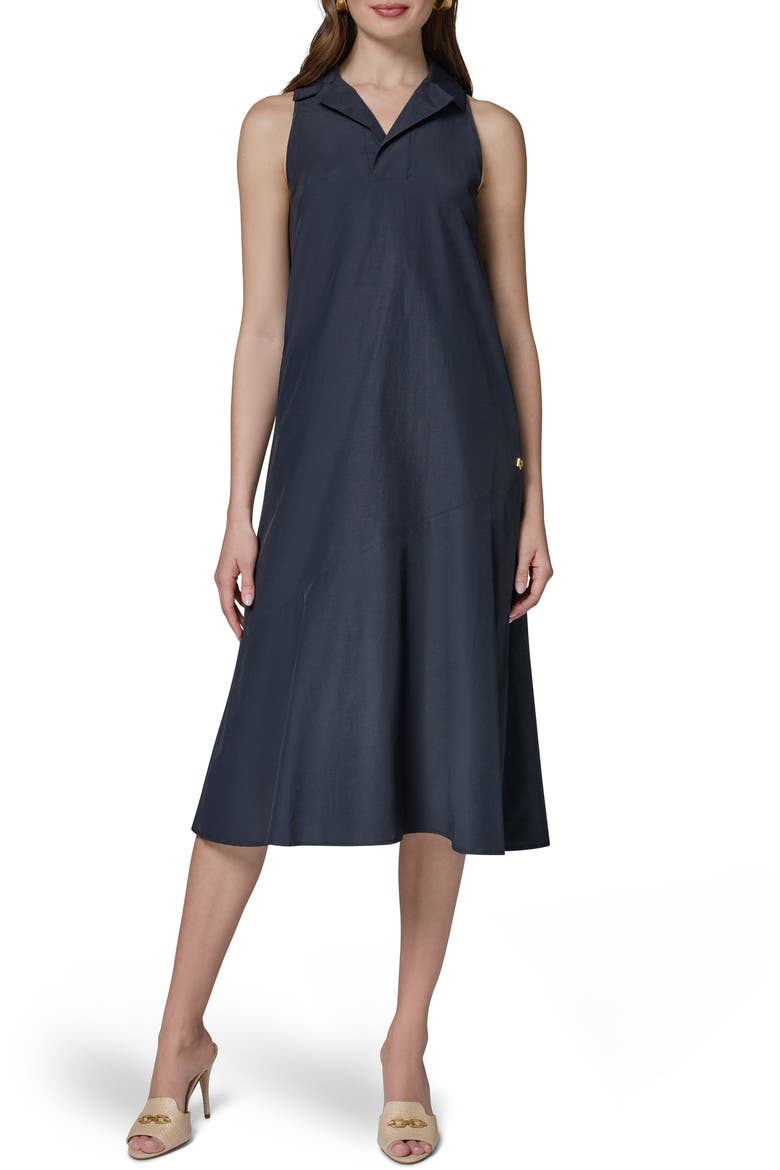 Crushed Cotton Blend Midi Dress, Main, color, NIGHTFALL