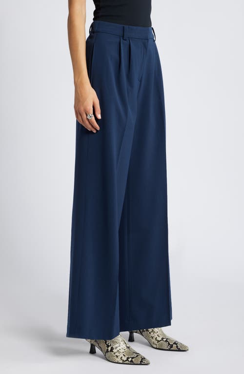 Open Edit Wide Leg Pants In Navy Blazer