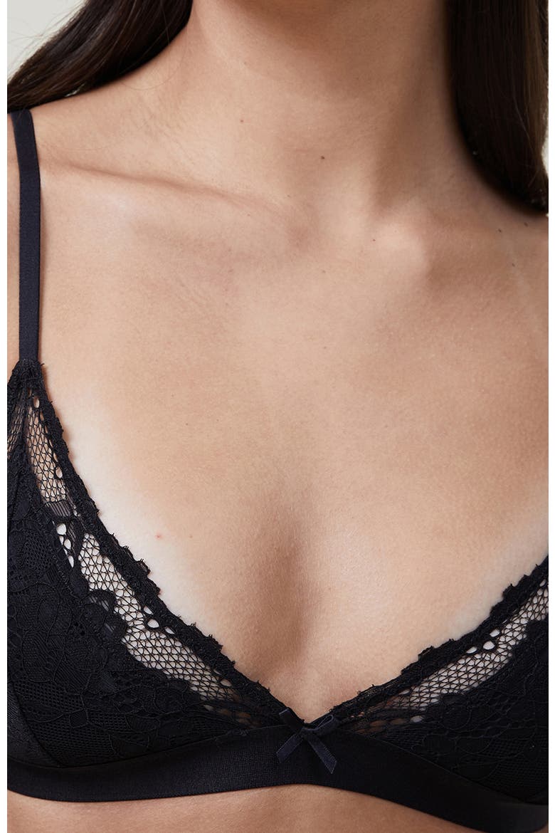 Women's Everyday Lace Triangle Padded Bralette, Alternate, color, Black