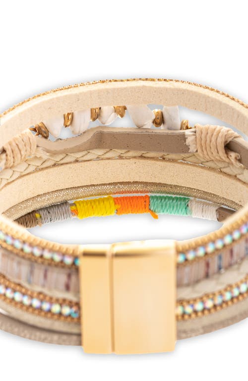 Saachi Angled Stone Adorned Bracelet In Sand