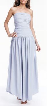 Jewel Badgley Mischka Strapless Drop Waist Maxi Dress