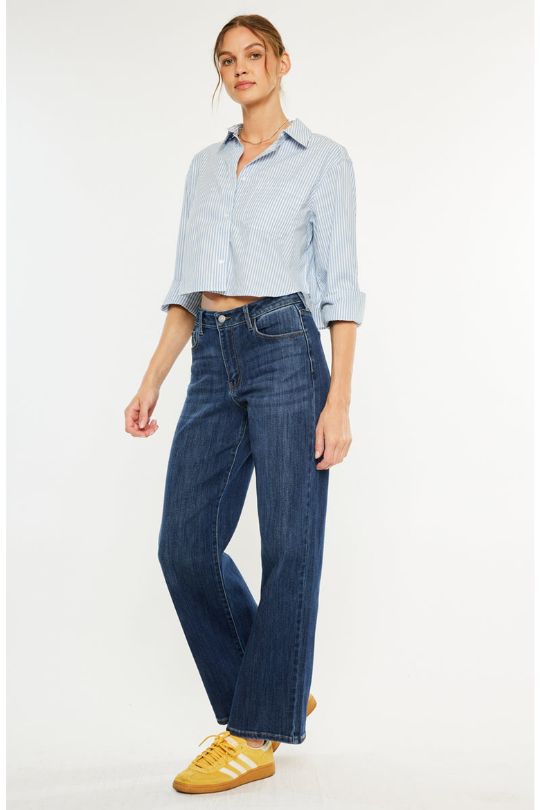 Samia Essentials High Rise Wide Leg Jeans, Alternate, color, Dark Wash