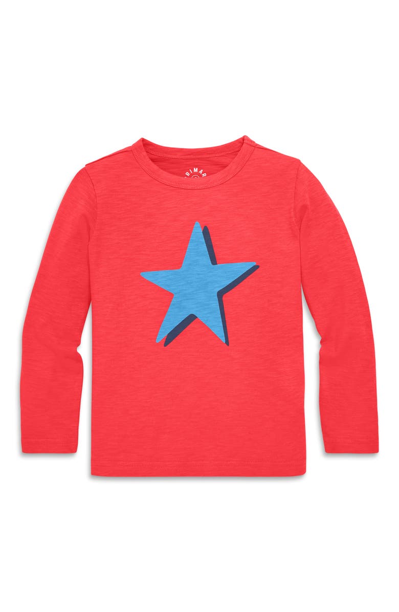 Primary Long Sleeve Star Tee, Main, color, Fruit Punch Cornflower Star