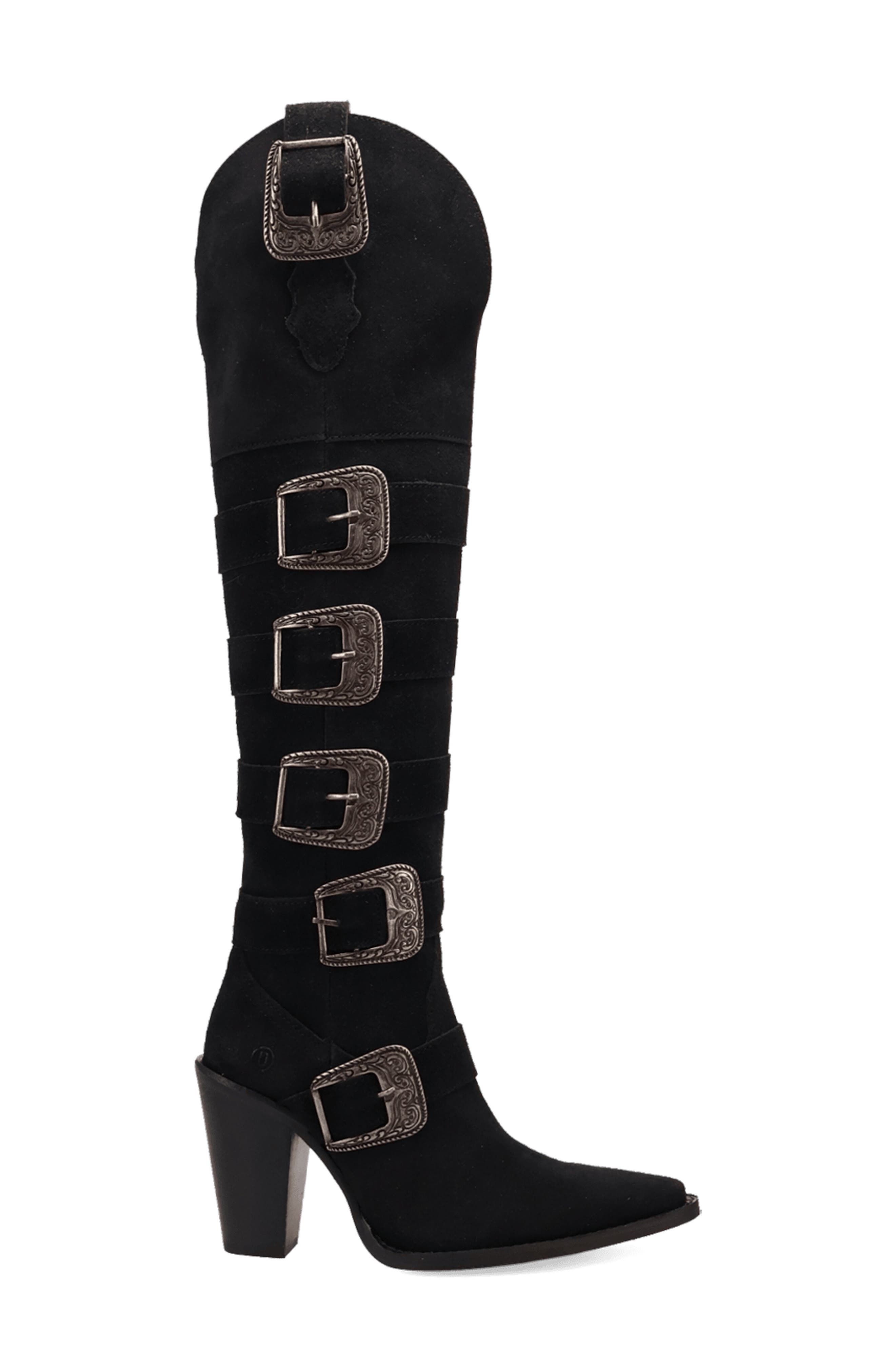 Bucked Off Leopard Print Leather Western Boot, Alternate, color, BLACK