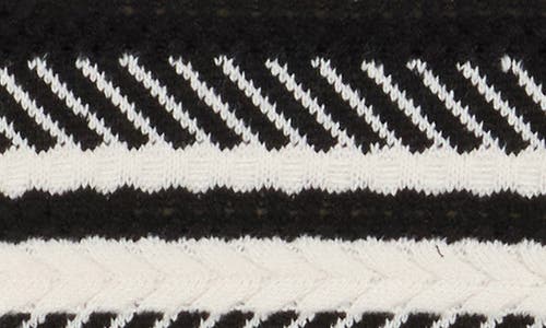 Bobeau Mixed Stitch Crew Sweater In Black