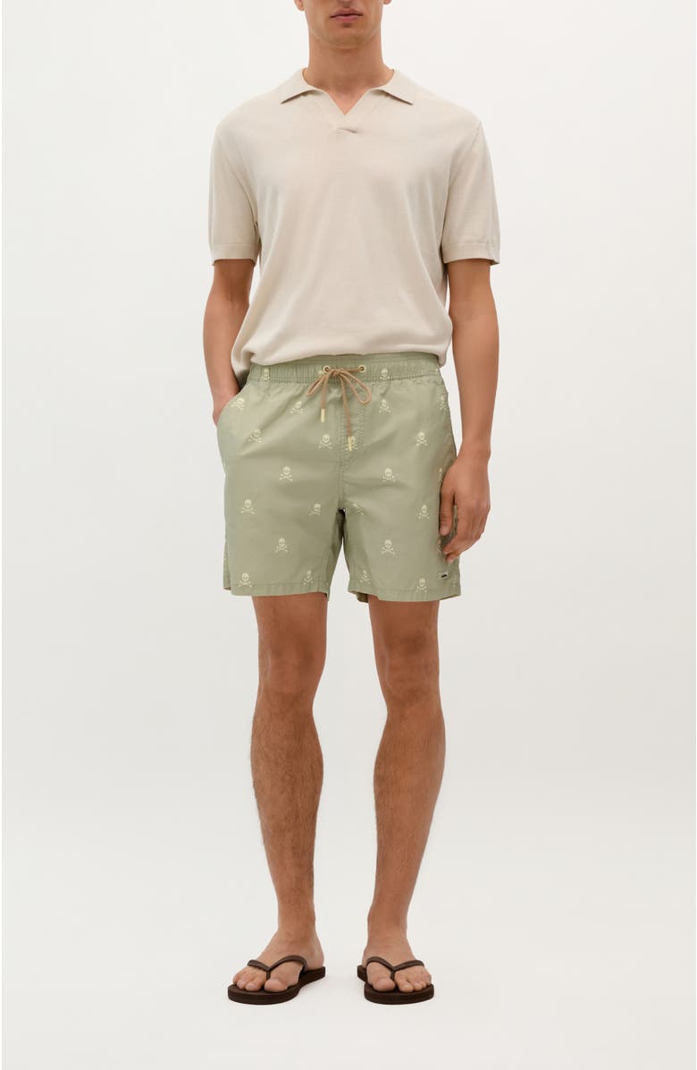 Scalpers Classic Skull Swimsuit, Alternate, color, Duck