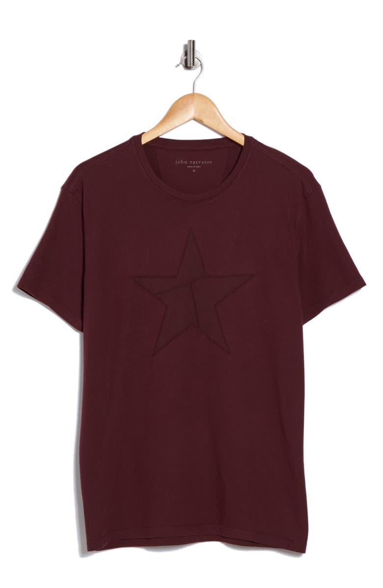 John Varvatos Star Appliqué Organic Cotton T-Shirt, Alternate, color, Merlot