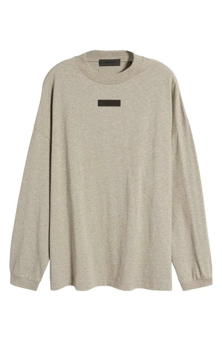Fear of God Essentials Logo Heathered Long Sleeve Cotton T-Shirt, Alternate, color, 