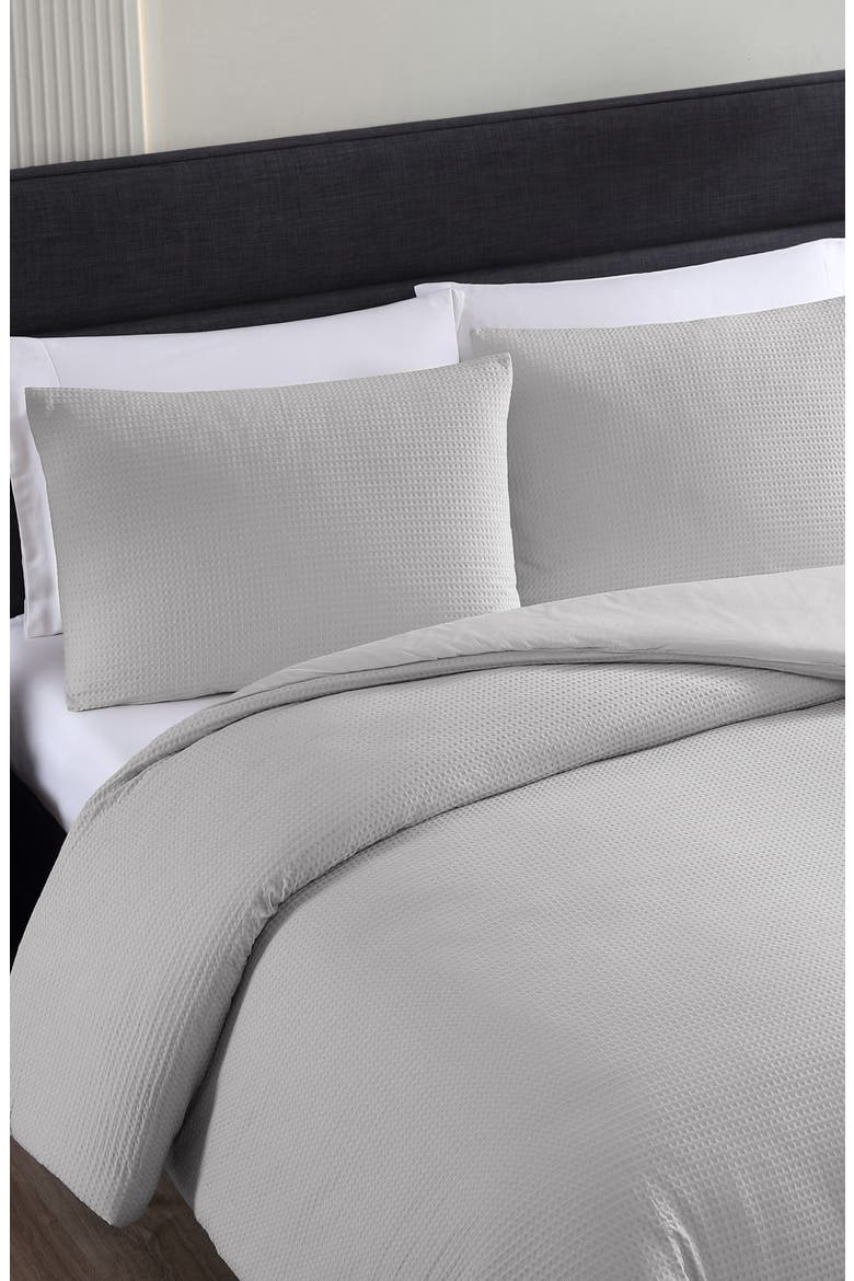 Waffle Piqué Comforter & Shams Set, Alternate, color, MOONLIGHT GREY