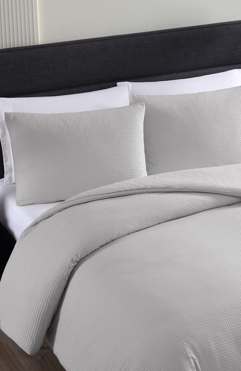 Vera Wang Waffle Piqué Comforter & Shams Set, Alternate, color, Moonlight Grey