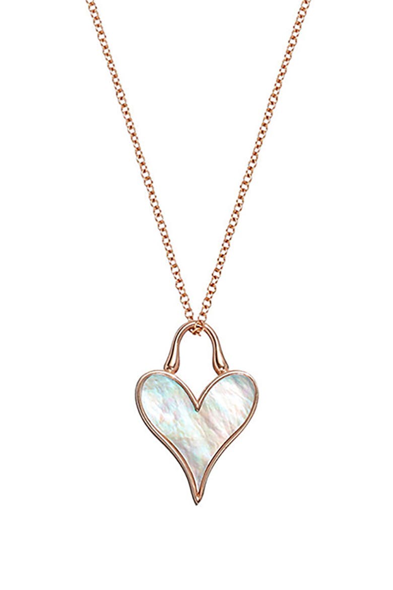 18k Rose Gold Mother-of-Pearl Heart Pendant Necklace, Main, color, 18K ROSE GOLD
