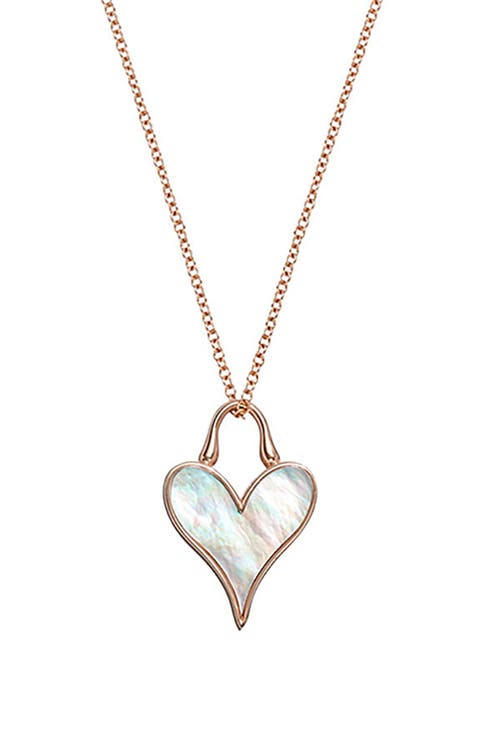 18k Rose Gold Mother-of-Pearl Heart Pendant Necklace