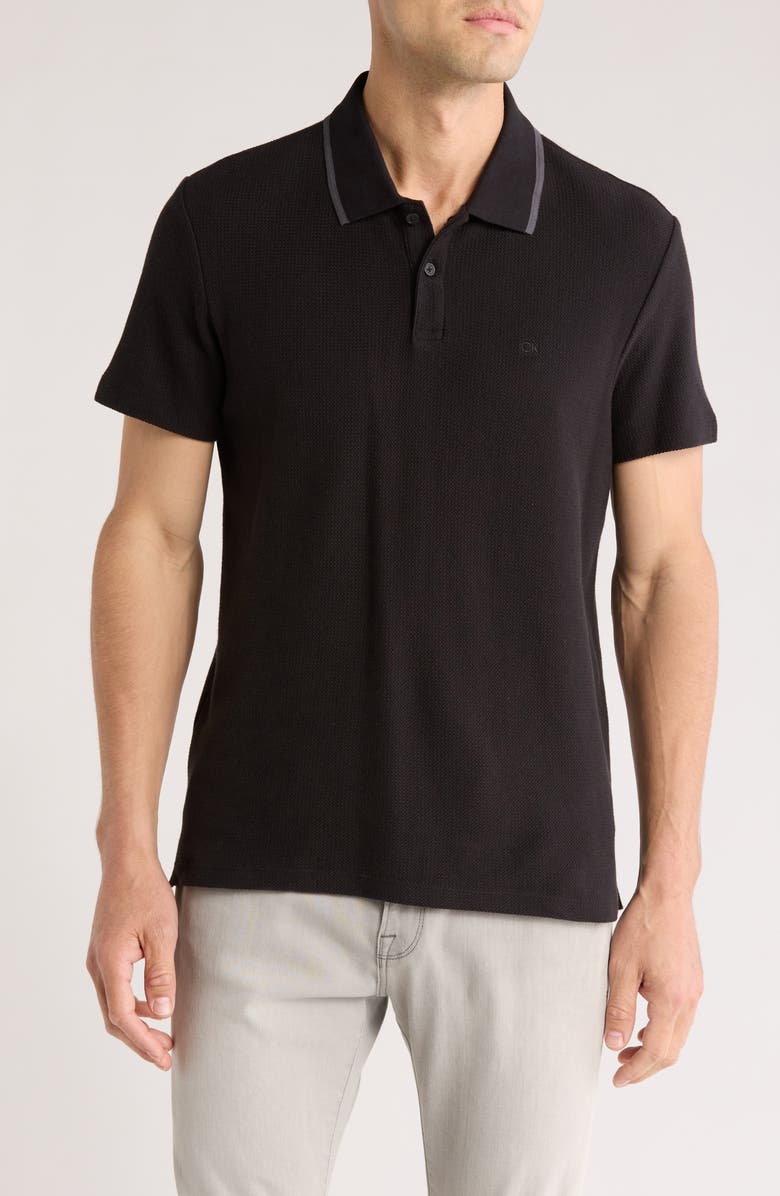 Calvin Klein Basketweave Polo, Main, color, Black