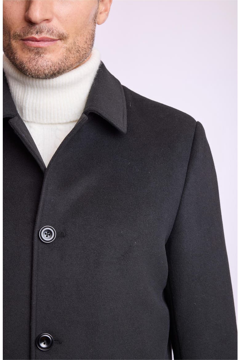 Slash Pocket Stretch Slim Fit Overcoat, Alternate, color, BLACK