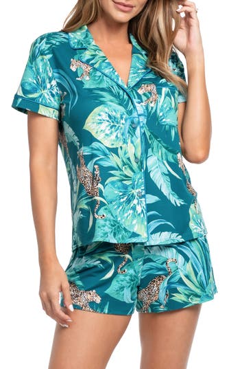 In Bloom By Jonquil Bonnie Forest Animal Print Short Pajamas In Green