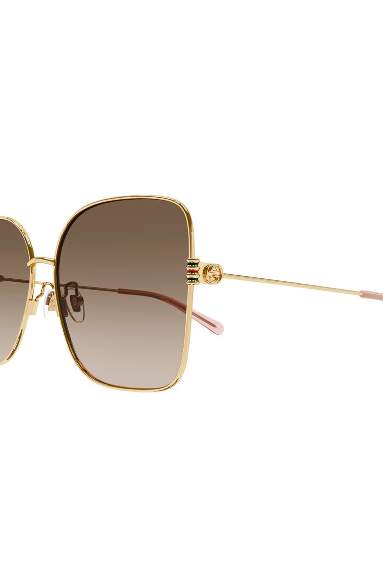 Gucci 62mm Oversized Square Sunglasses, Alternate, color, Gold