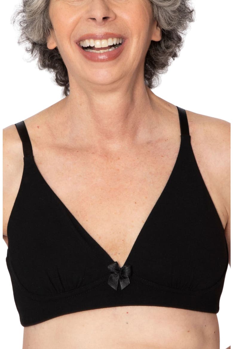 Molly Post-Surgery Pocketed Plunge Wireless T-Shirt Bra, Alternate, color, BLACK