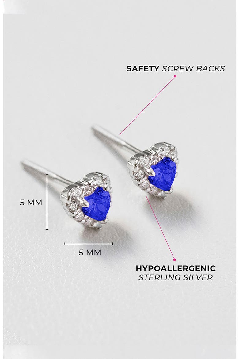 Princess Heart Cubic Zirconia Earrings, Alternate, color, Blue