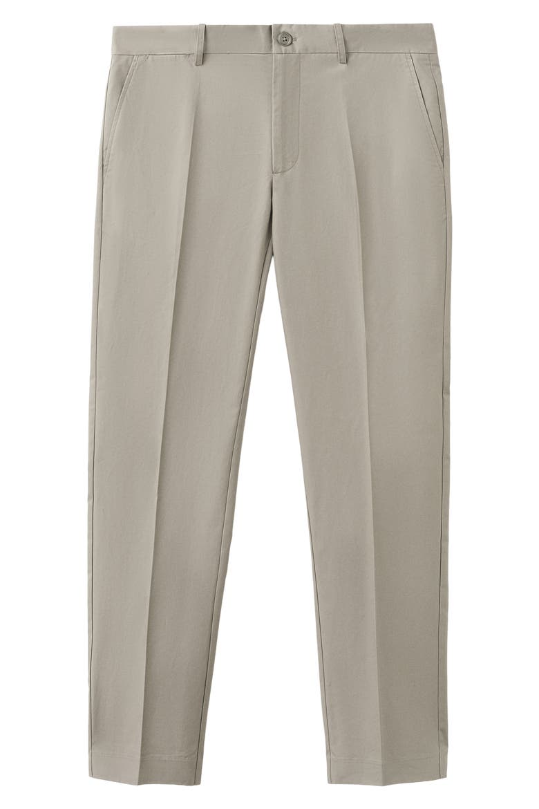 Slim Fit Flat Front Cotton Twill Pants, Alternate, color, BEIGE