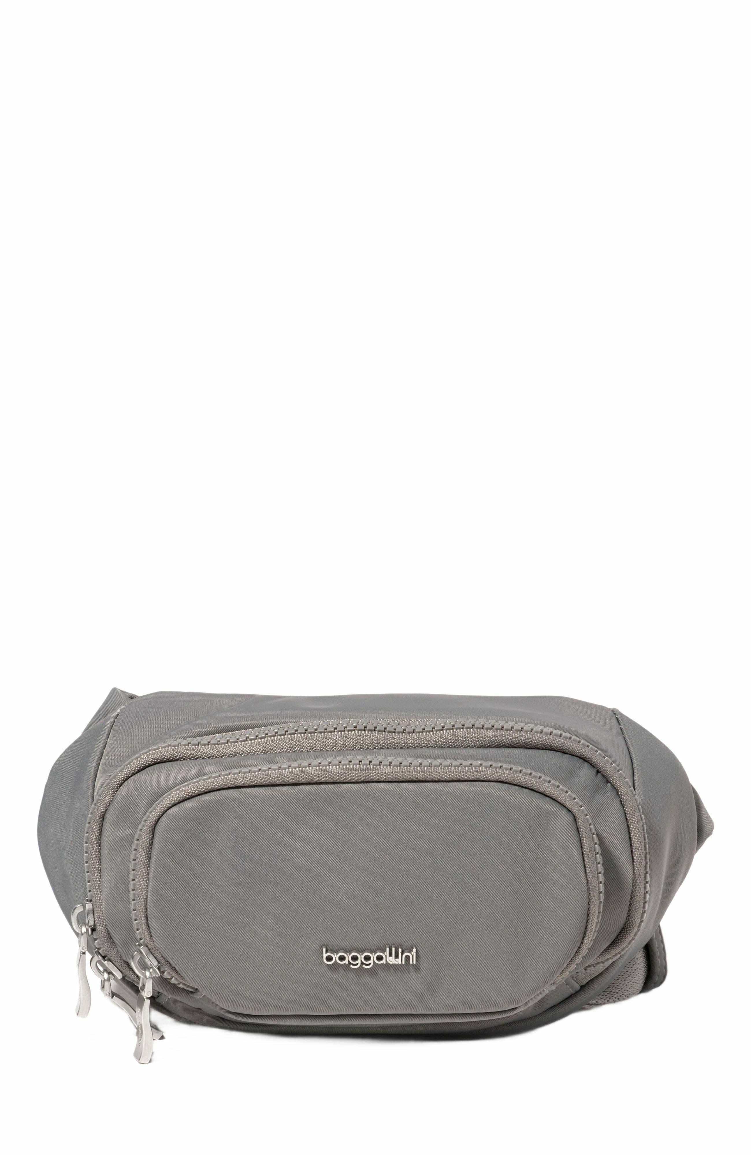 BAGGALLINI On the Go Belt Bag Waist Pack in Steel Grey Twill 