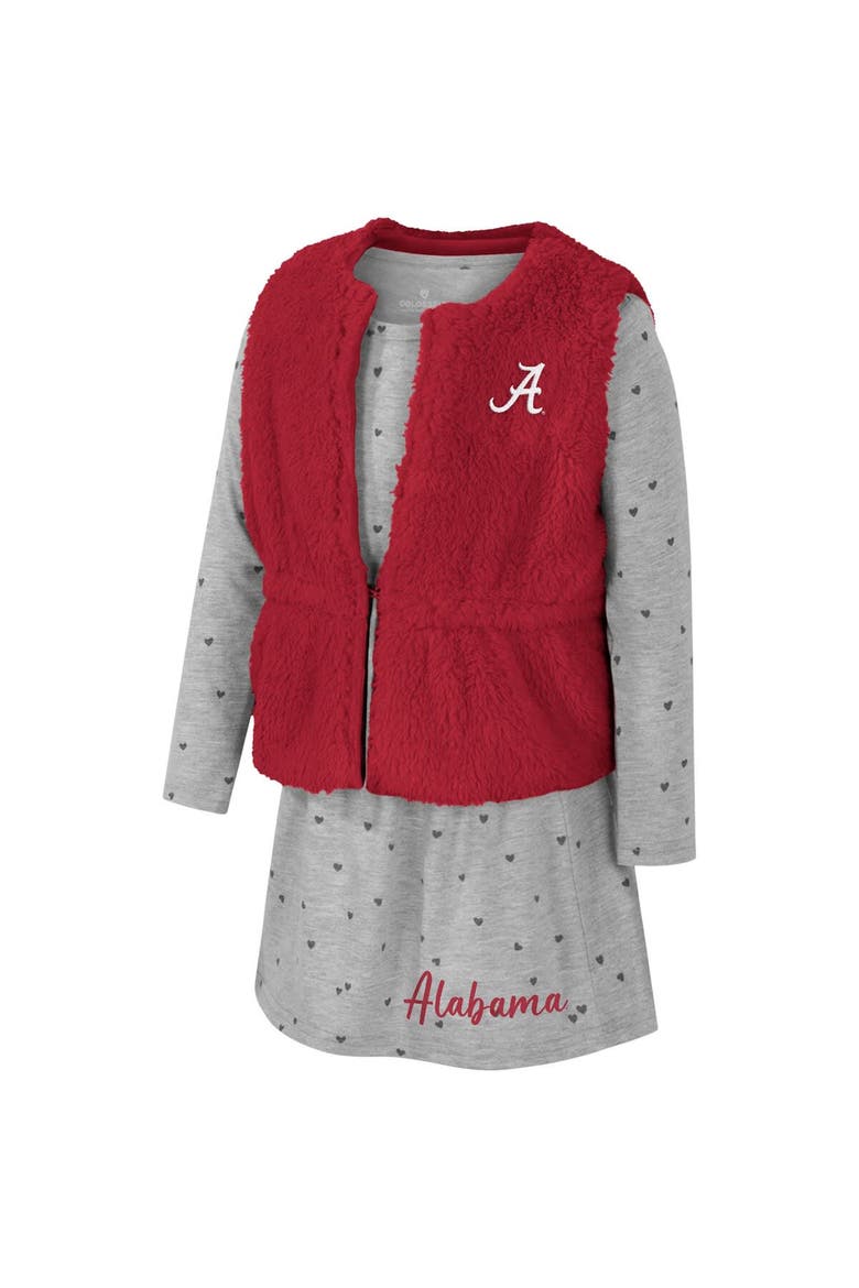 Girls Toddler Colosseum Crimson Alabama Crimson Tide Meowing Vest & Dress Set, Alternate, color, Crimson