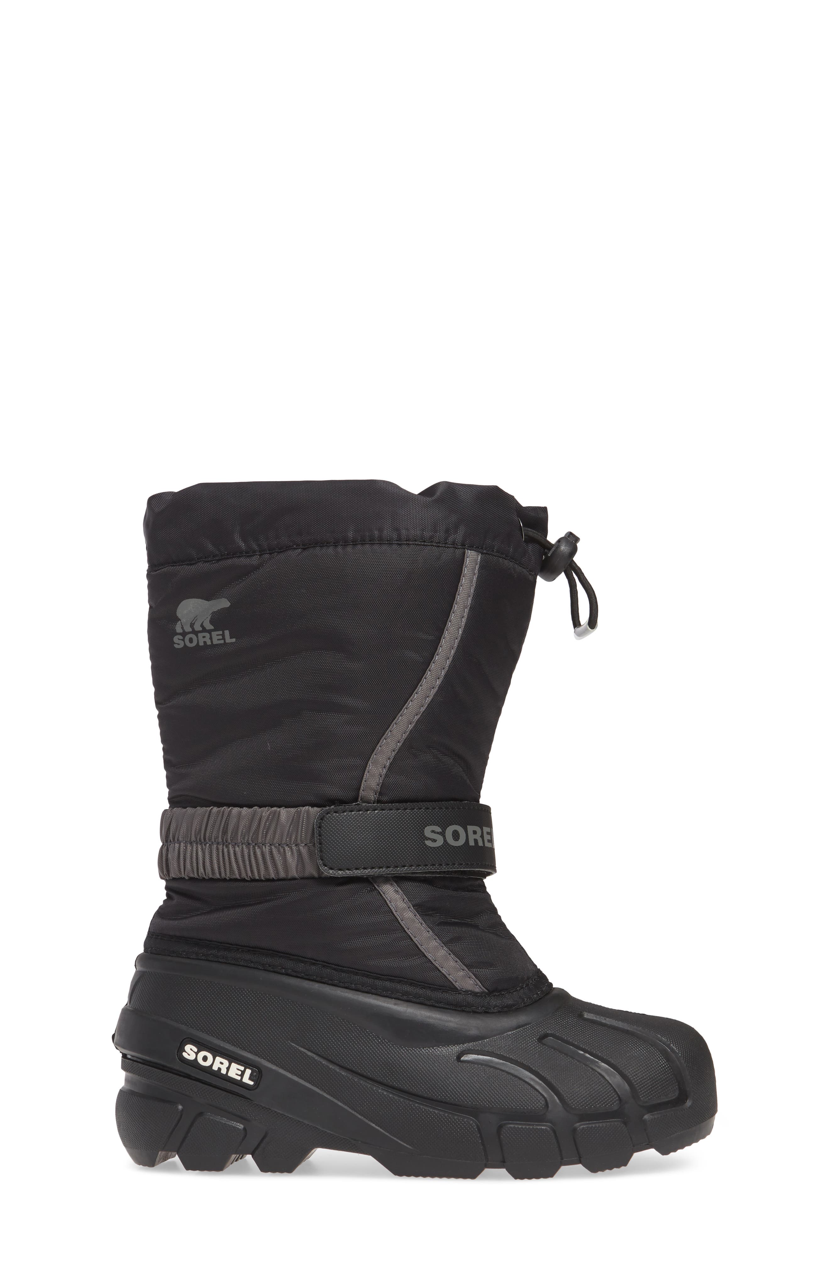 SOREL Kids' Flurry Weather Resistant Snow Boot, Alternate, color, Black/ City Grey