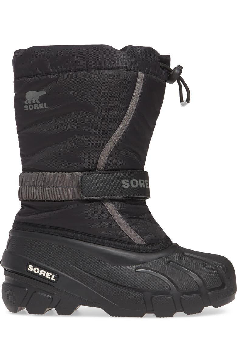 SOREL Kids' Flurry Weather Resistant Snow Boot, Alternate, color, Black/ City Grey