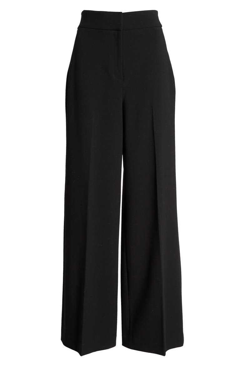 High Waist Wide Leg Stretch Twill Pants, Alternate, color, BLACK