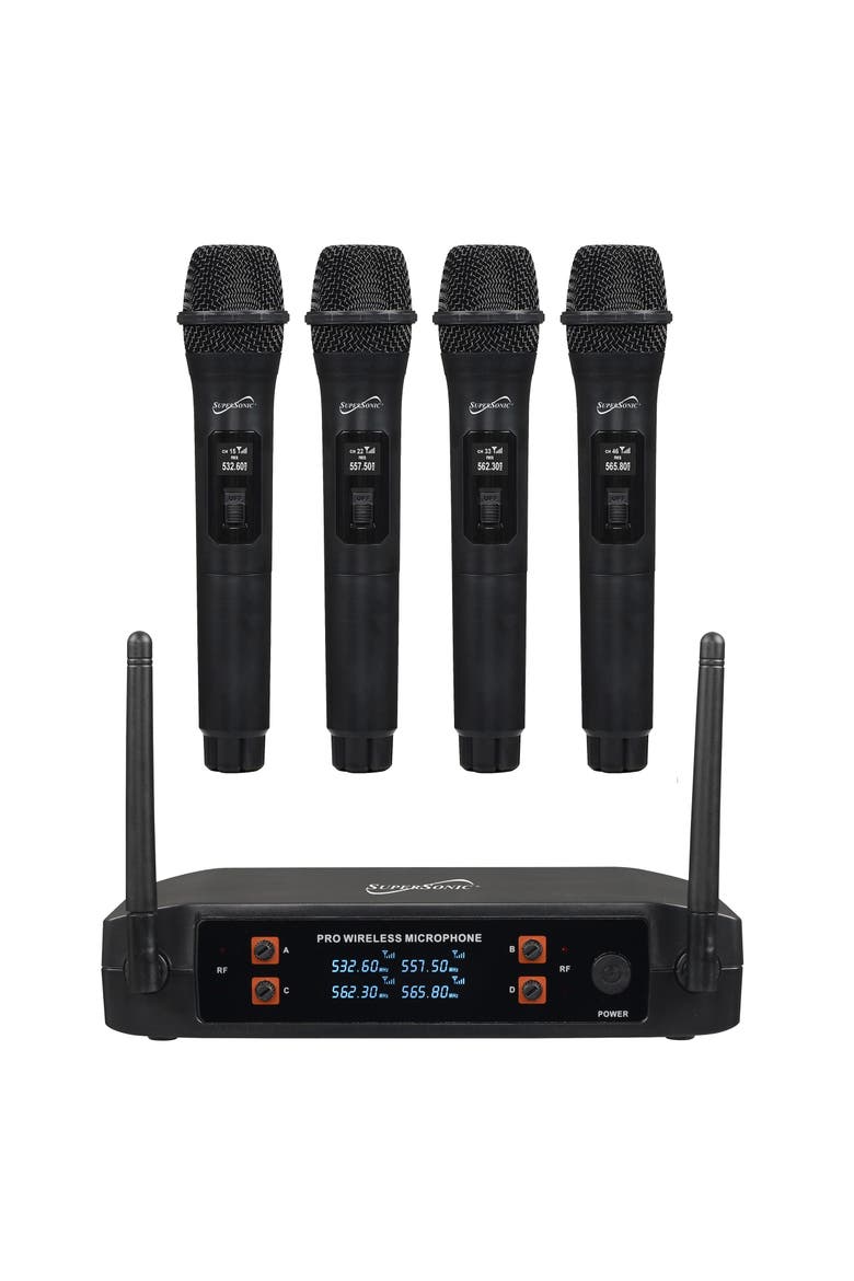2.4G 4 Channel Wireless Microphone System, Main, color, Black